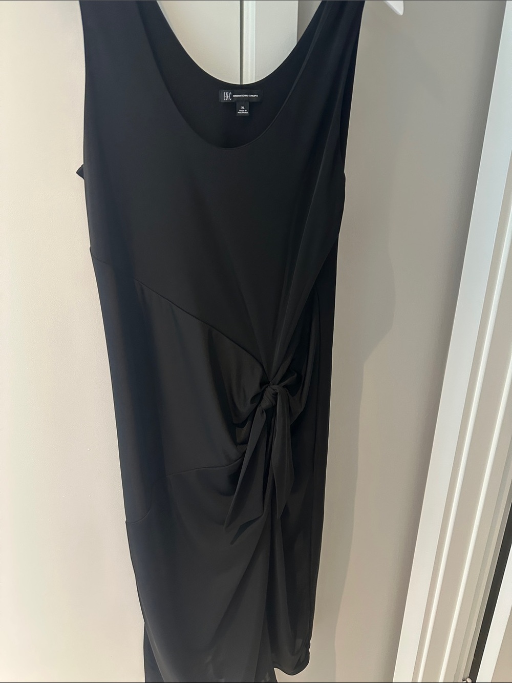 INC International Concepts Black Sleeveless Midi Dress with Side Knot